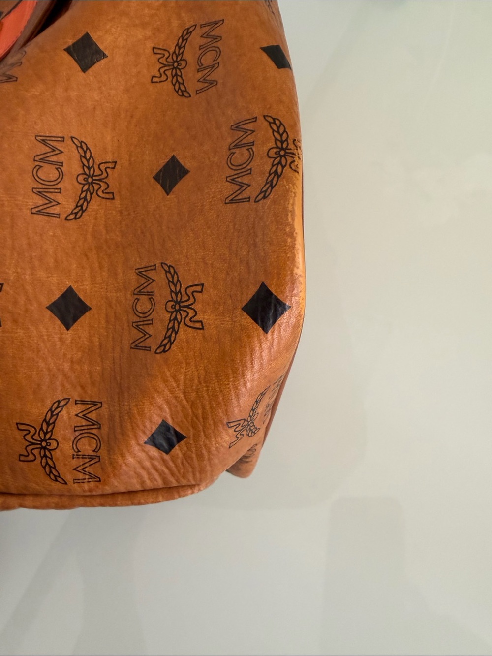 MCM Cognac and Orange Visetos Stripe Tote with Matching Wallet - Picture 7 of 14